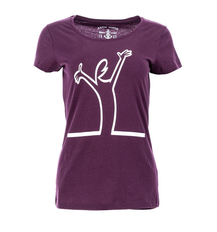 Dame Streken T-Shirt Happy i Purple