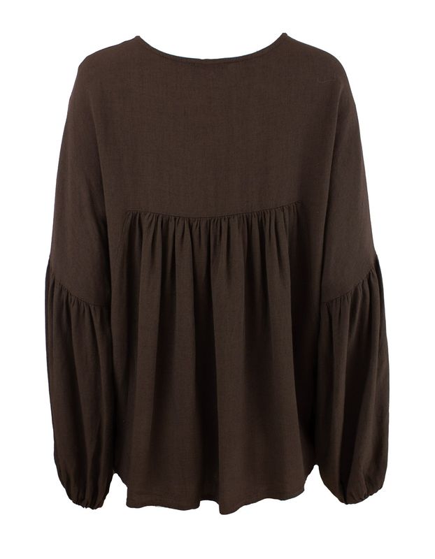 Boheme Bluse M/Rund Hals i Brun