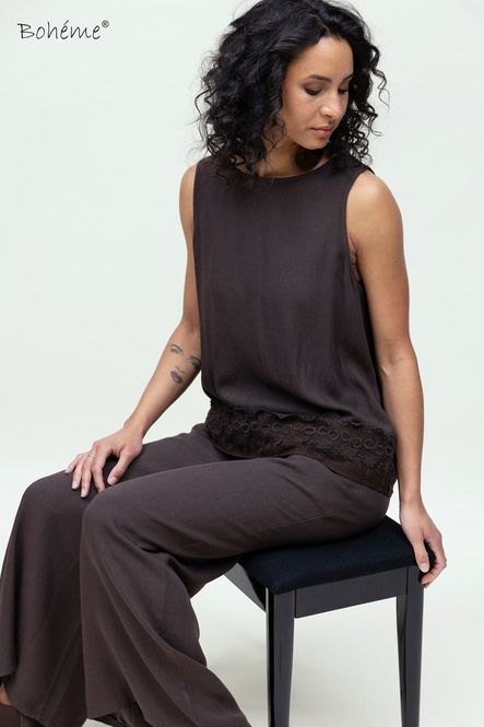 Hovedbilde Boheme Singlet M/Broderi i Brown