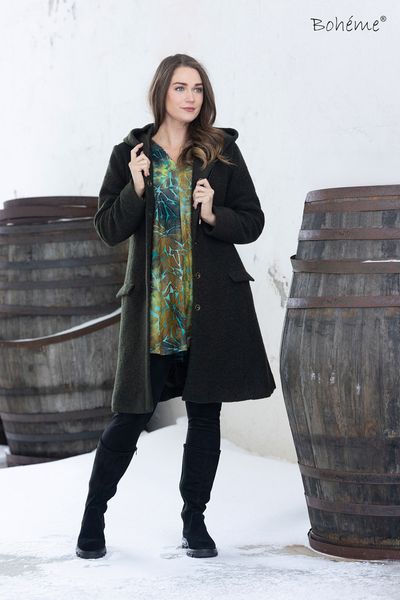 Hovedbilde Boheme Vannavvisende Kåpe M/Hette i Ullmix Olive