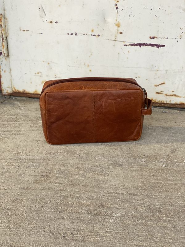 Springfield toalettveske i skinn cognac
