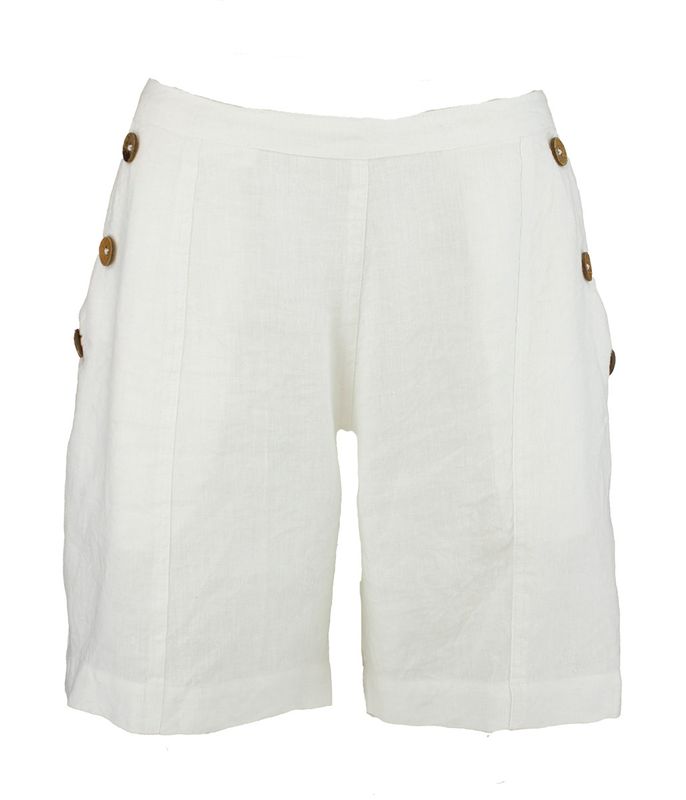 Boheme Linshorts M/Knapper i White