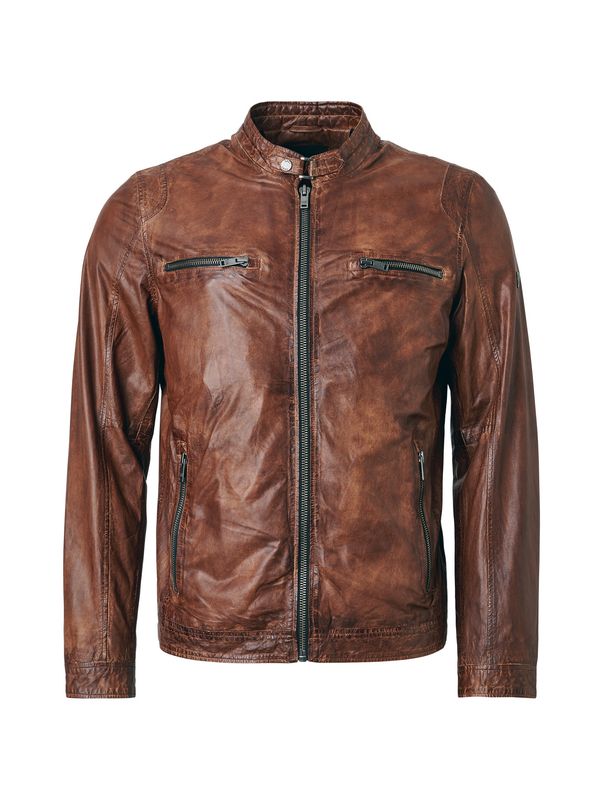 Saki William skinnjakke i dark cognac