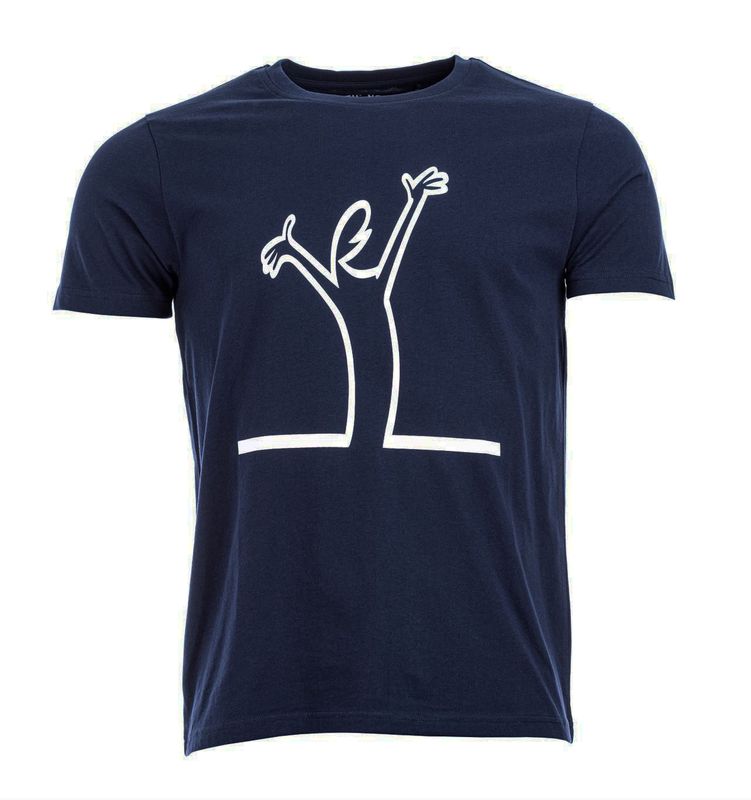 Herre Streken T-Shirt Happy i Navy