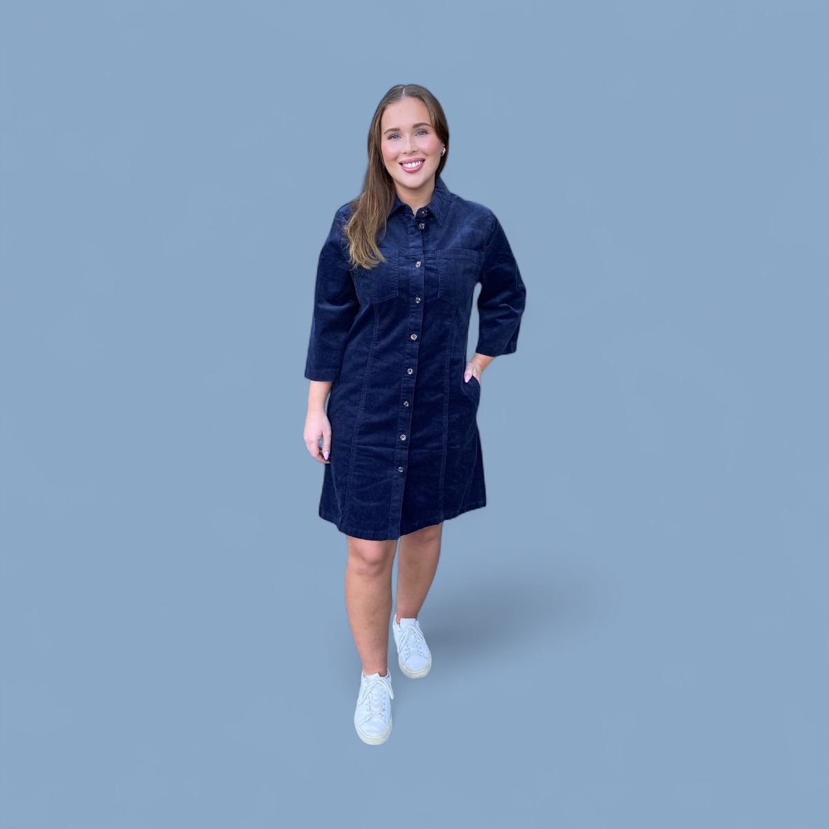Claire Danee Cordkjole M/Kort Arm i Dark Navy