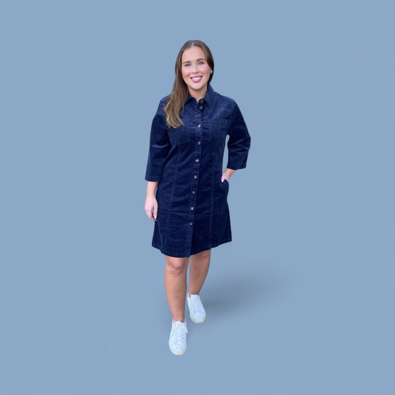 Claire Danee Cordkjole M/Kort Arm i Dark Navy