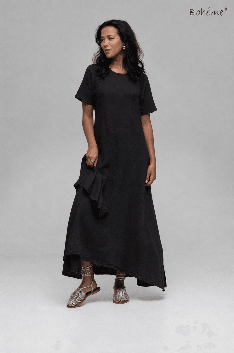 Boheme Lang Linkjole M/Bomullsribb i Ryggen Black
