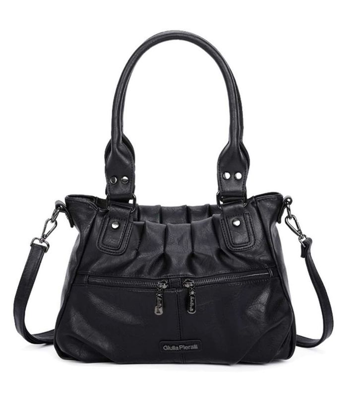Giulia Piaralli Classic Ruffle Handbag i Black