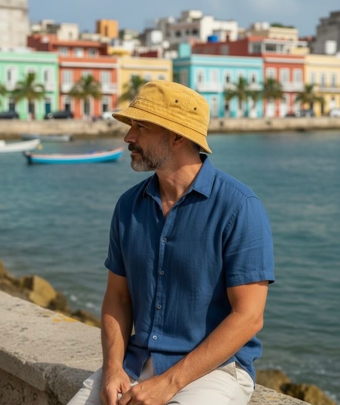 MJM Bucket Dyed Cap i Bomull Yellow