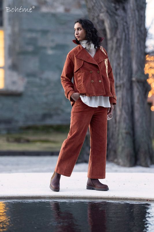 Boheme Bukse Rett i Kordfløyel Burnt Orange