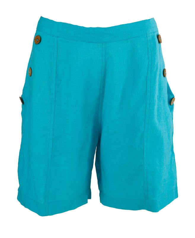 Boheme Linshorts M/Knapper i Aqua