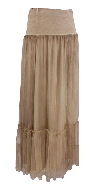 Boheme Langt Chiffonskjørt i Beige