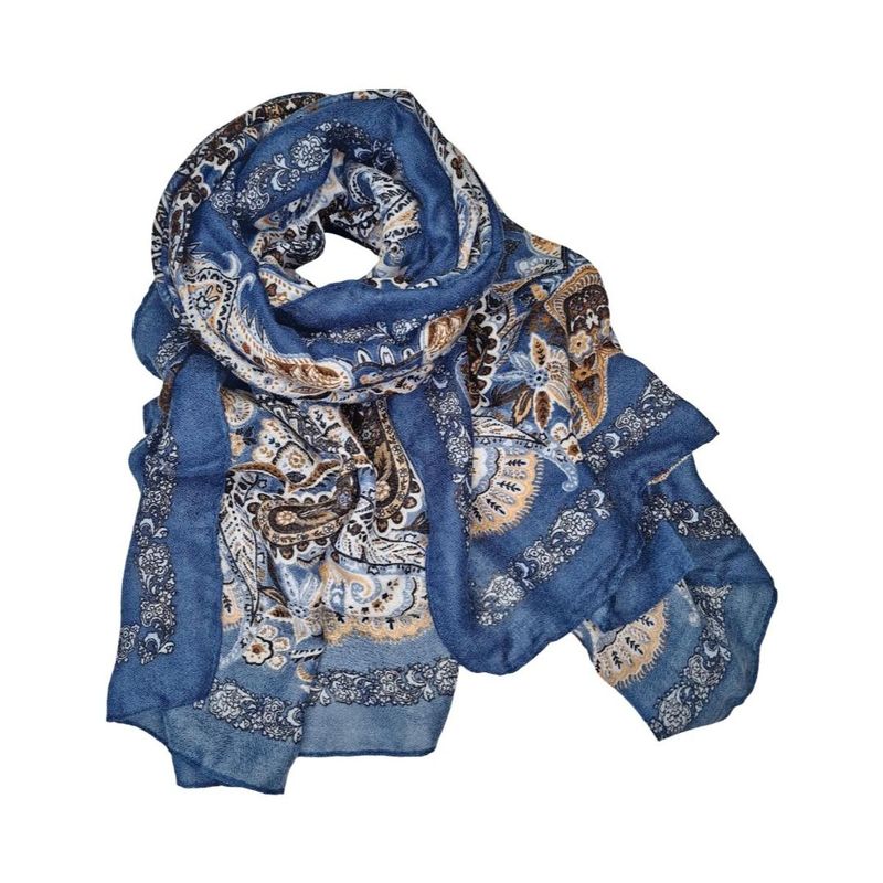 DIZ Skjerf Viscose Paisley Blå