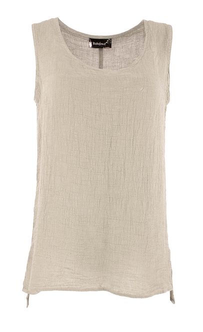 Hovedbilde Boheme singlet kort i lin farge Sand