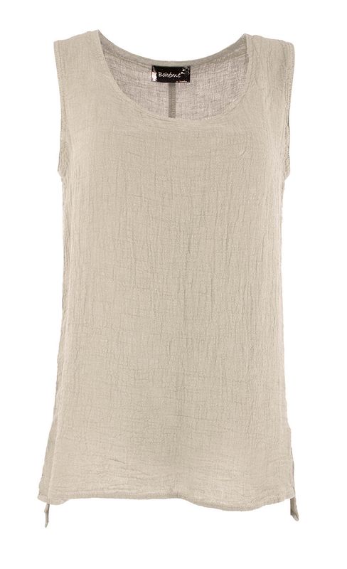 Boheme singlet kort i lin farge Sand
