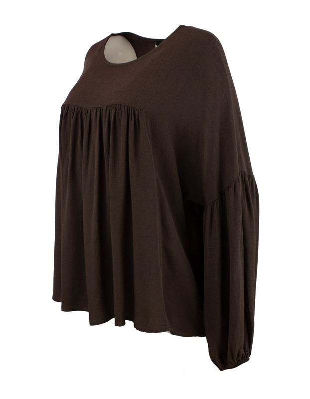 Boheme Bluse M/Rund Hals i Brun