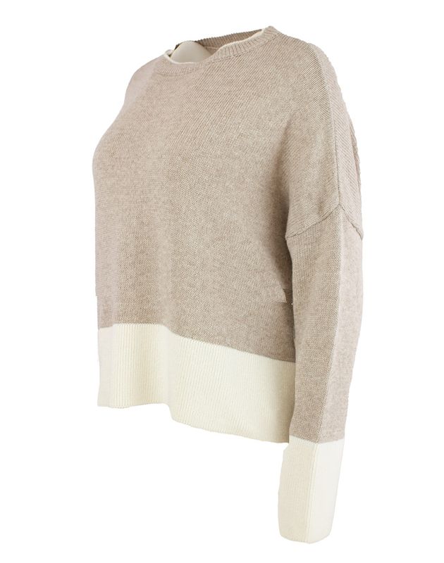 Boheme Genser Bomullsmix 2 Farget Sand/Offwhite