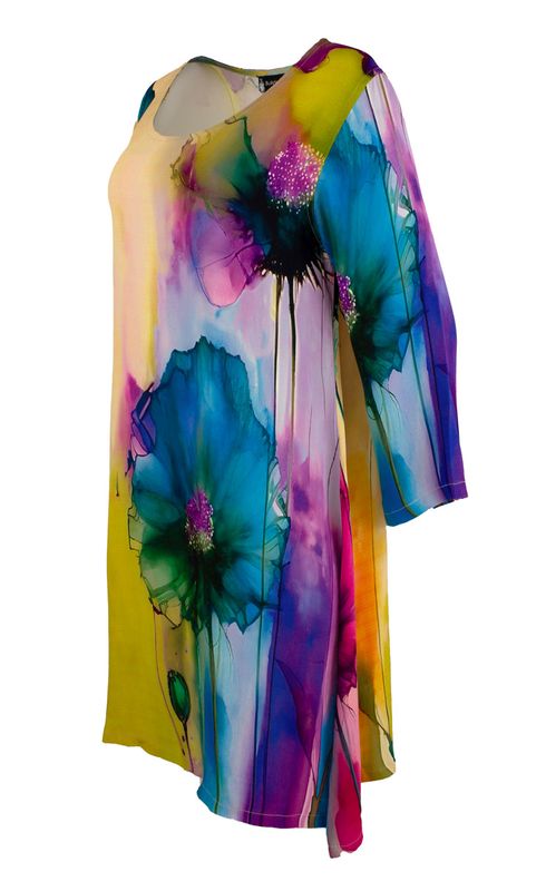 Boheme Kort Satengkjole i Flower Print