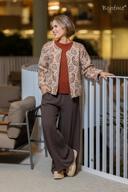 Boheme Kort Jakke i Jaquard Burnt Orange