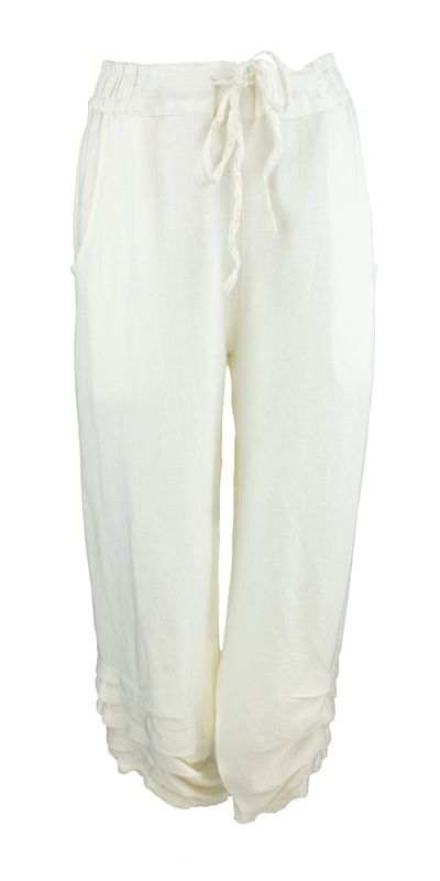 Boheme Bukse Folder i Linmix Offwhite