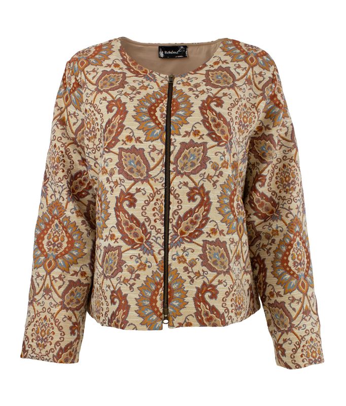 Boheme Kort Jakke i Jaquard Burnt Orange