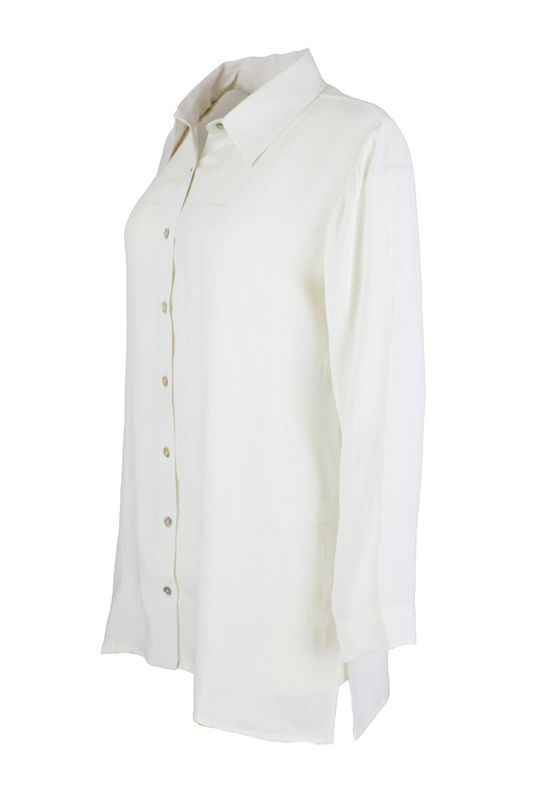Boheme Sateng Skjorte i Offwhite