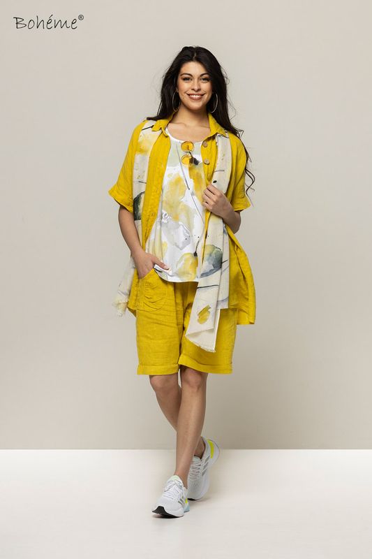 Boheme Ull/Viscose Skjerf i Offwhite Print