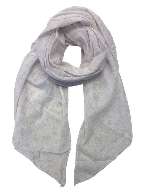 Hovedbilde Intex Bomullsskjerf M/Blomster White