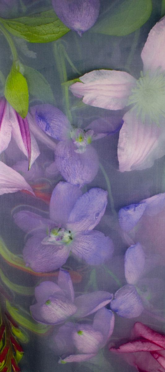 Boheme Ullmix Skjerf i Lilla Print