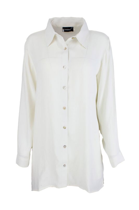 Boheme Sateng Skjorte i Offwhite