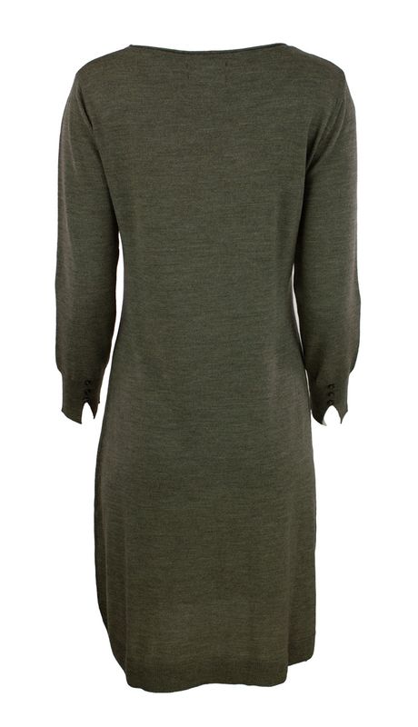 Boheme Kjole M/Rund Hals i 100% Merino Olive